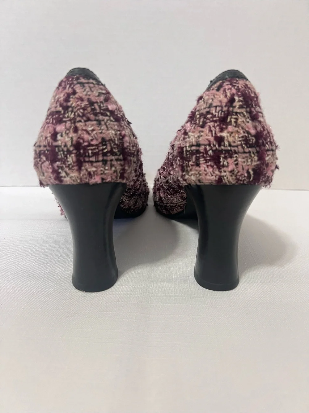 Vintage Mudd Y2K Rockabilly Goth Pink Tweed Mid Heel Pumps Retro Heels Size 9